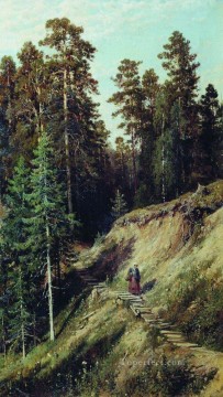 landscape Painting - in the forest from the forest with mushrooms 1883 classical landscape Ivan Ivanovich